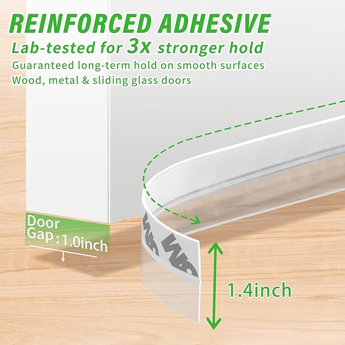 Updated Weather Stripping Door Seal, Door Draft Stopper Silicone Seal Strip for House and Glass Shower Doors for Windows Gaps of Collision and Side, Window Insulation for Winter