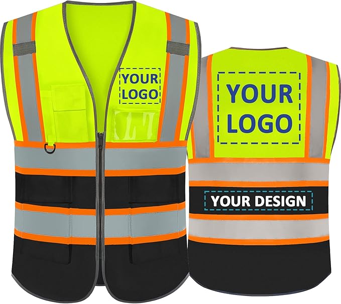 BeautyWill Custom Logo Safety Vest Class 2 High Visibility Reflective Vest for Men - Personalized Logo Team Vest
