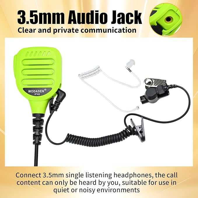 WODASEN Speaker Mic Walkie Talkie Handheld Microphone Shoulder Lapel Mics for GXT LXT GXT1000VP4 GXT1000 LXT500VP3 GXT1050VP4 LXT600 AVPH10 GMRS FRS X-Talker Radio (128-Green)