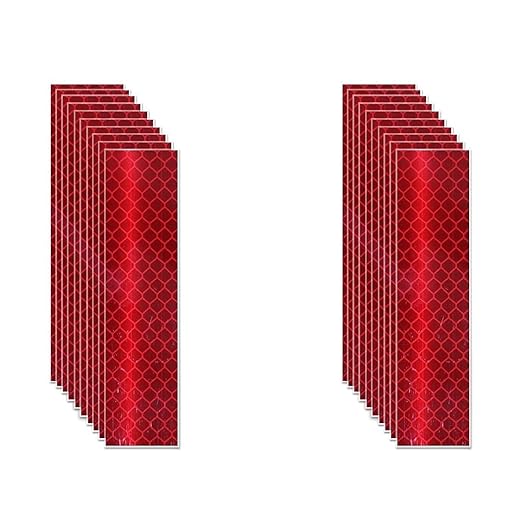 Non Fading Red Reflective Stickers 1 inch X 4 inch, Outdoor Waterproof High Visibility Warning Safety Adhesive Reflector Tape (20 Pcs)