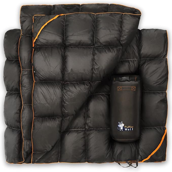 | Extra Large Double Insulated Outdoor Camping Blanket | 2X Puffy, Warm, Packable, Weatherproof, Durable, and Lightweight | Top Quilt for Hiking, Backpacking, Stadium Events, Picnic Use