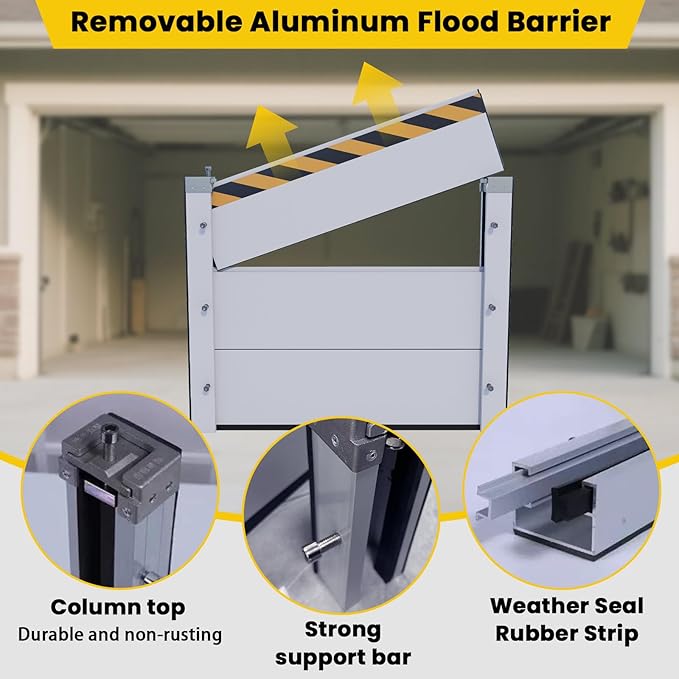 Flood Barriers for Home, Quick Water Barriers for Flooding Outdoor - Reusable Aluminum Alloy Water Retaining for Basement, Front Door, Garage Gate Anti, Flood Wall (H 47.2 in 12.5 ft)