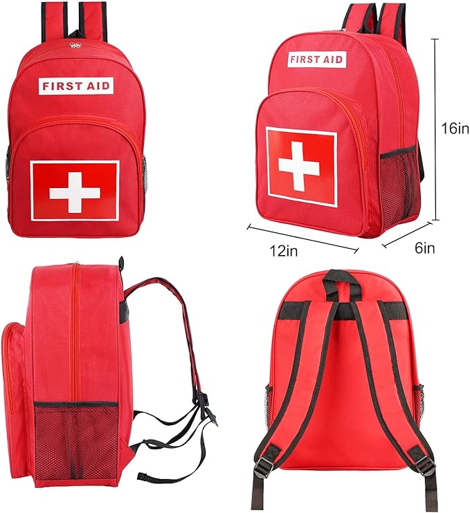 First Aid Backpack, Emergency Medical Backpack, Waterproof & Large Capacity, Empty First Aid Bag, Ideal for Home Office EMT Paramedics