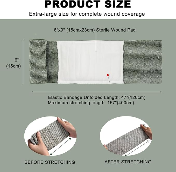 6 Inch Israeli Style Emergency Bandage, Compression Trauma Pressure Wound Dressing, Medical Sterile Vacuum Sealed, Trauma Kit, Tactical First Aid Kit IFAK Supplies (6Pcs)