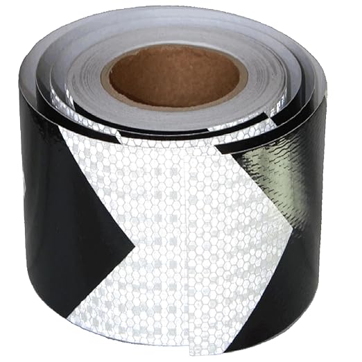 Reflective Tape Black White 6 inch Wide for Bikes, Outdoor Waterproof High Visibility Safety Warning Adhesive Strips (66 feet)