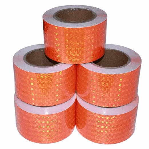 Industrial Reflective Tape Orange 3 inch Wide, Outdoor Waterproof High Visibility Safety Warning Adhesive Strips (66 feet, 5 Rolls)