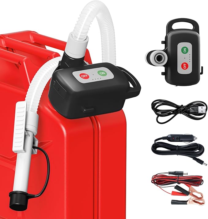 Rechargeable Fuel Transfer Pump with Auto Stop Sensor, Fast 3.2 GPM Flow Gas Can Pump Portable Fuel Pump, Lithium-Ion Battery Gas Transfer Pump for Oil, Diesel, Gasoline, Black