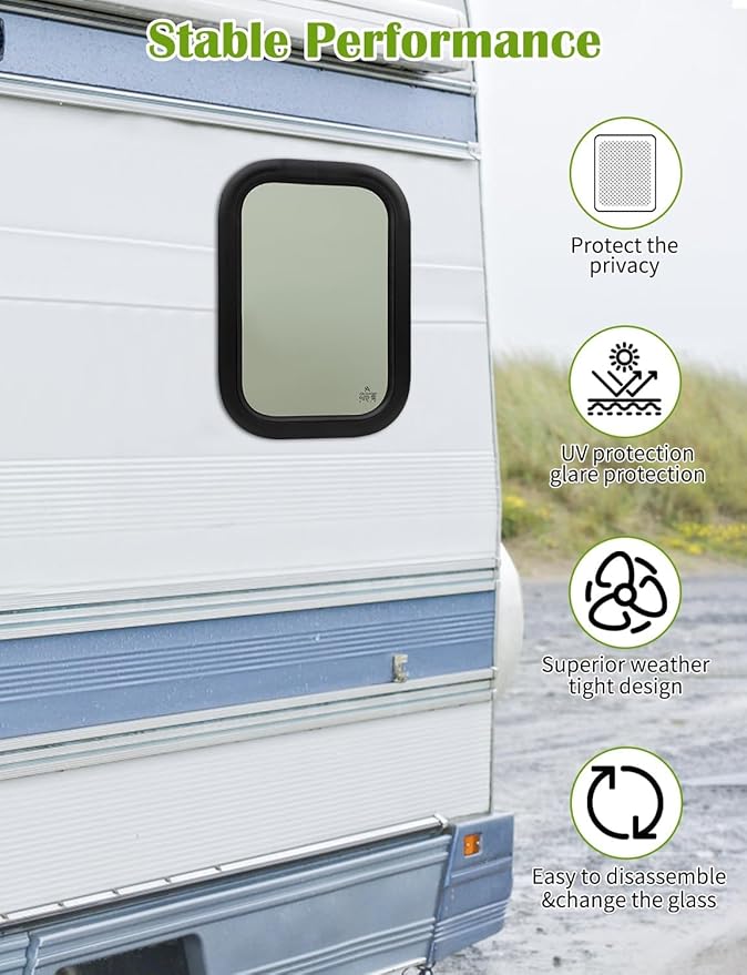 12"x18" Fixed RV Window | DOT & E-Mark Certified Tempered Glass, Aluminum Frame, 1.56" Thickness | Versatile Install, All-Weather, Energy-Efficient, Complete Kit