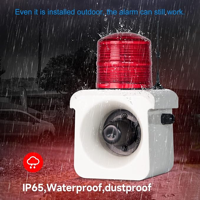 YASONG SLA-800Y Wireless Remote Control Alarm Siren(2km/1.24 mi), LED Strobe Warning Light 120dB Horn Power 15W AC110V for Loss Prevetion, Warehouse, Factories