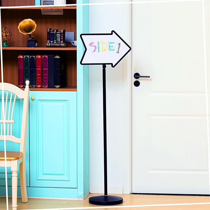 Lincia 3 Pack Dry Erase Board Arrow Sign Stand Adjustable Holder Floor Signs 11.7 x 16.5 Inch Dual Sided with Heavy Duty Pedestal for Indoor Outdoor Hotel School