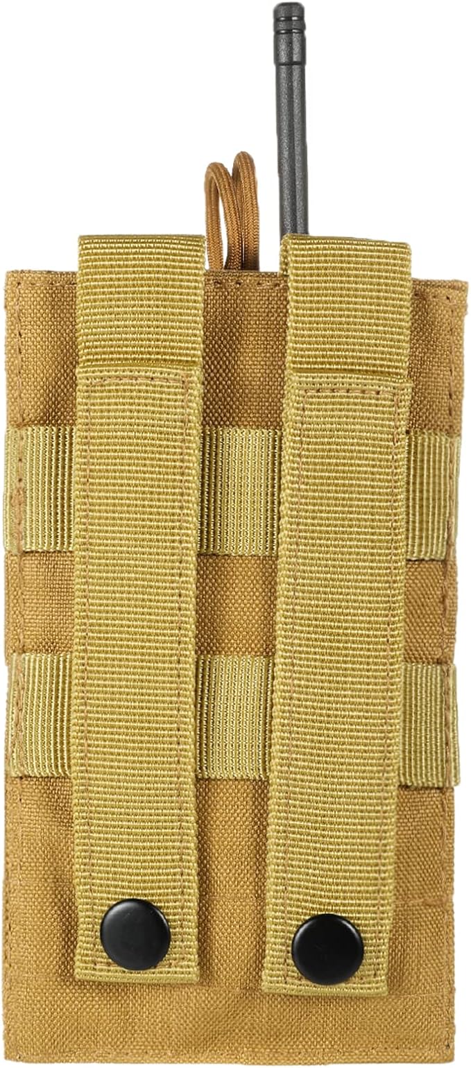 Tactical Radio Holder Radio Holster Molle Radio Pouch Universal Radio Case Military Heavy Duty Radio Bag for Police Firefighter Two Ways Walkie Talkies Vest (Tan-large)