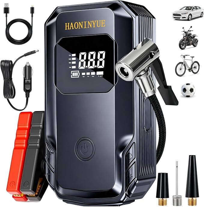 Z8 Jump Starter with Air Compressor, 3000A Portable Car Battery Booster (9.0 Gas/6.5L Diesel) with 150PSI Auto-Shutoff Tire Inflator, 12V Lithium Jump Box Car Battery Jumper Starter