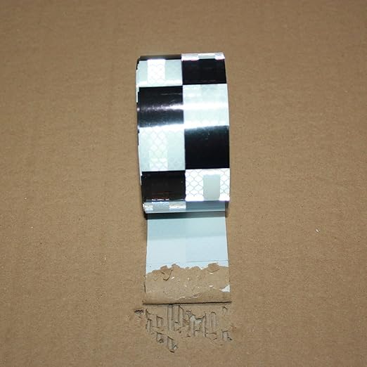 Reflective Tape Black and White 2 inch Wide for Trucks, Outdoor Waterproof High Visibility Safety Warning Sticker Strips (11 feet)