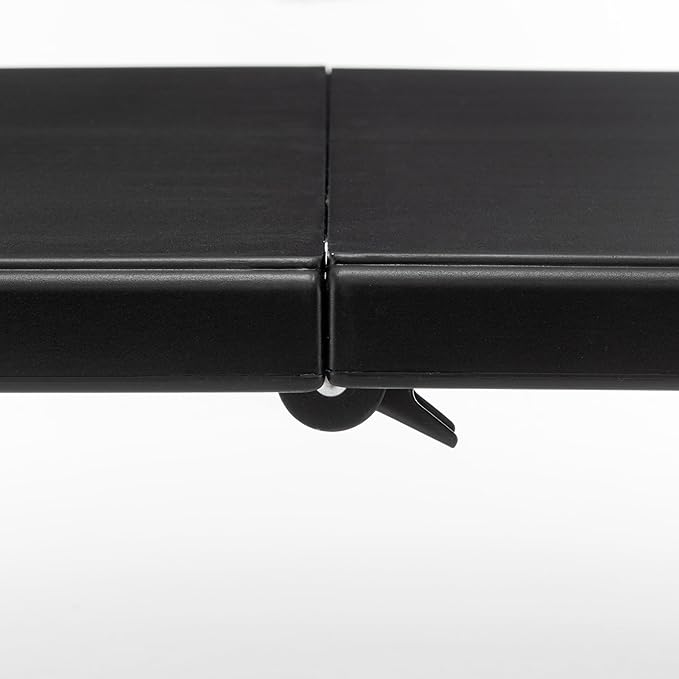 BTEXPERT Set of 2, Fold-in-Half Folding Utility Table 4Feet Lightweight Height Adjustable Portable Carrying Handle Indoor Outdoor Picnic Camping Office Home Party Easy to Clean Store Care Black