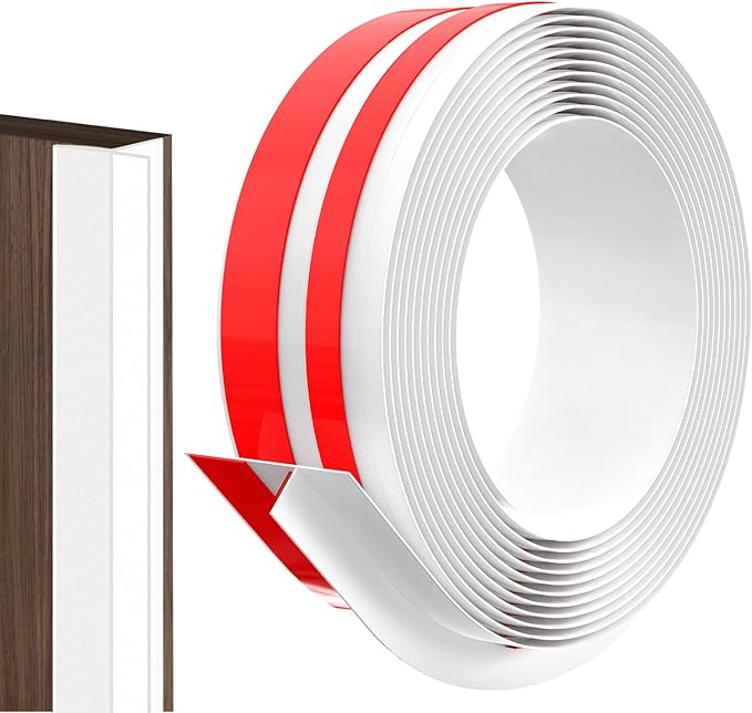 Silicone Weather Stripping Door Seal,2025 Upgraded Seal Strip for Windows Gaps, Double-Sided Strong Adhesive Design, Seal Strip for Side of Door,Sliding Door,1.37" x 10 ft, White