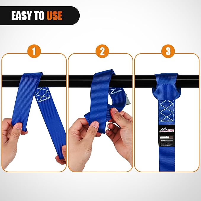 Nilight Soft Loop 1.7”×17" Motorcycle Tie Down Straps Heavy Duty 12000Lbs Max Break Strength for Securing ATV UTV Kayak Moving Cargo (8PK-Blue)