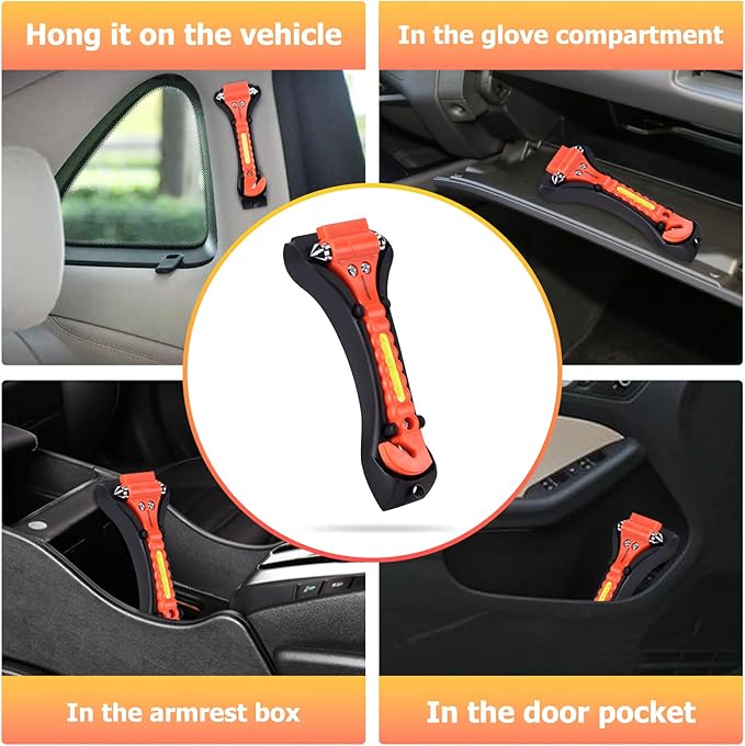 4-Pack Emergency Escape Hammer Seat Belt Cutter,Auto Car Safety Hammer with Window Glass Breaker，Escape Tool for Car Accidents