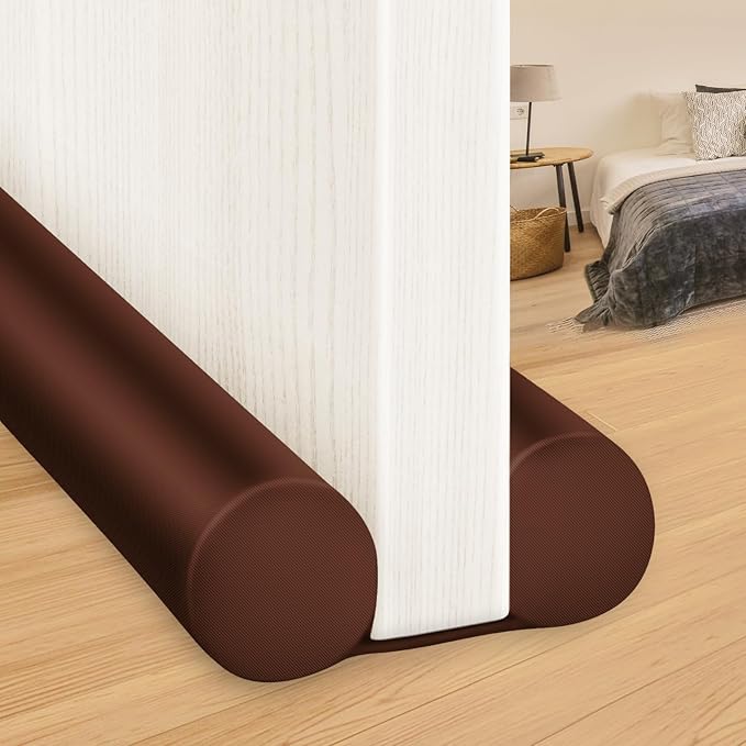 MAXTID Large Door Draft Stopper for Bottom of Door 36 Inch Under Door Noise Blocker Under Door Gap Filler Weather Stripping Adjustable Twin Door Sweep Door Draft Guard Window Seal Brown