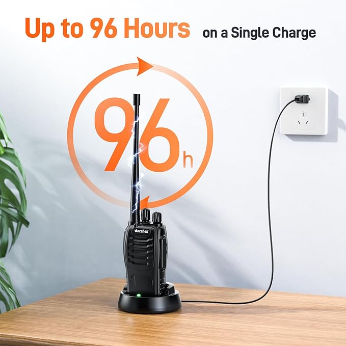 Rechargeable Long Range Two-Way Radios with Earpiece 4 Pack Arcshell AR-5 Walkie Talkies Li-ion Battery and Charger Included