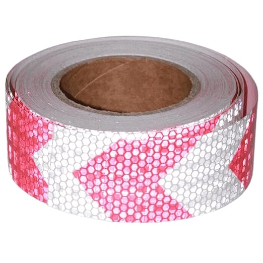 Industrial Reflective Tape Red and White Outdoor Waterproof 2 inch, High Visibility Hazard Conspicuity Safety Marking Tape (66 feet)