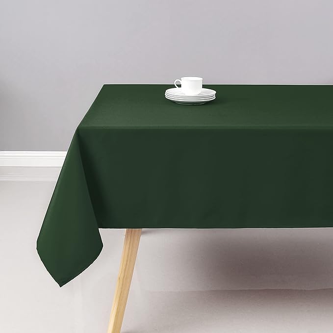 Wewoch Hunter Green Rectangle Tablecloth Water Resistant Washable Polyester Table Cloth for Dining,Kitchen, Parties Weddings and Outdoor Use 52 Inch by 70 Inch