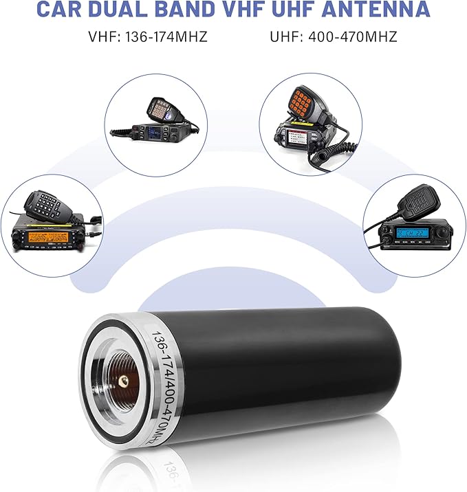 Anina Vehicle Ham Mobile Radio Antenna Dual Band VHF UHF 136-174/400-470 MHZ with Lip Mount Fixed Bracket W/ PL259 Male to SO239 Female Extension 16.5ft RG58 Pure Copper Coaxial Cable