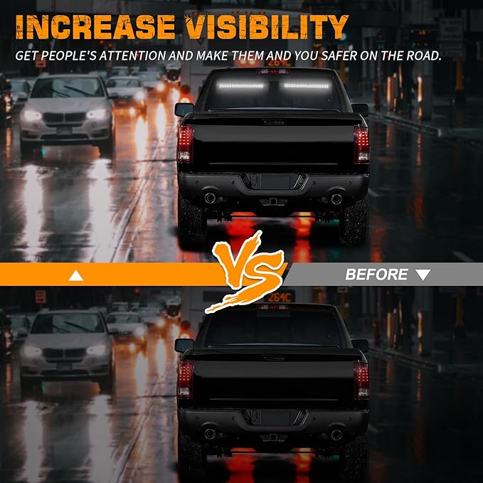XRIDONSEN 2 in 1 White Traffic Advisor Light Bar 144 LED Emergency Warning Safety Interior Rear Window Front Dash Windshield Strobe Lights for Police Firefighter Vehicles Trucks Car (2x17.7 inch)
