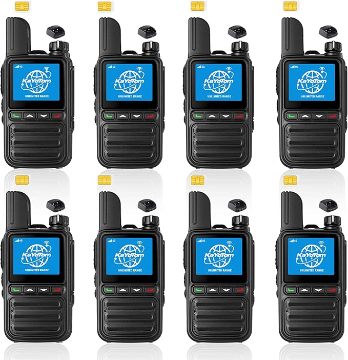 KAYOTOM Lifetime Free Global Walkie Talkies Unlimited Range PTT Push-to-Talk Over Cellular Nationwide 5000 Miles POC 4G Handheld Long Range Two Way Radio for Team (with Charge Dock, 8-Packs)