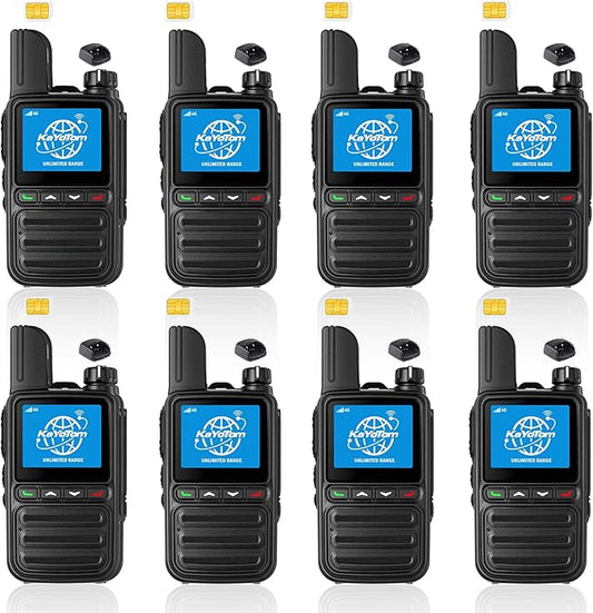KAYOTOM Lifetime Free Global Walkie Talkies Unlimited Range PTT Push-to-Talk Over Cellular Nationwide 5000 Miles POC 4G Handheld Long Range Two Way Radio for Team (with Charge Dock, 8-Packs)