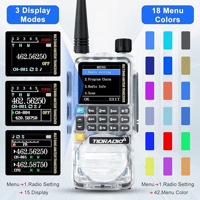 TIDRADIO TD-H3 Plus GMRS Radio Handheld Long Range Walkie Talkies USB-C Charging & Wireless Programming Rechargeable Two Way Radios 2500mAh Battery NOAA Weather Radio Frequency Copy - 2 Pack Crystal