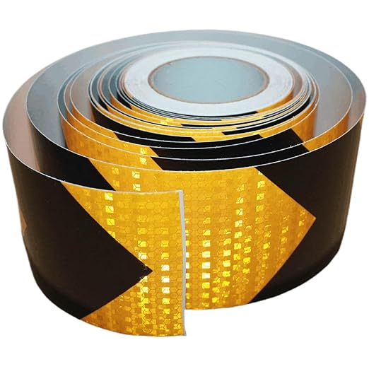 Reflective Tape Yellow Black 4 inch Wide for Truck, Outdoor Waterproof High Visibility Safety Warning Adhesive Strips (166 feet)