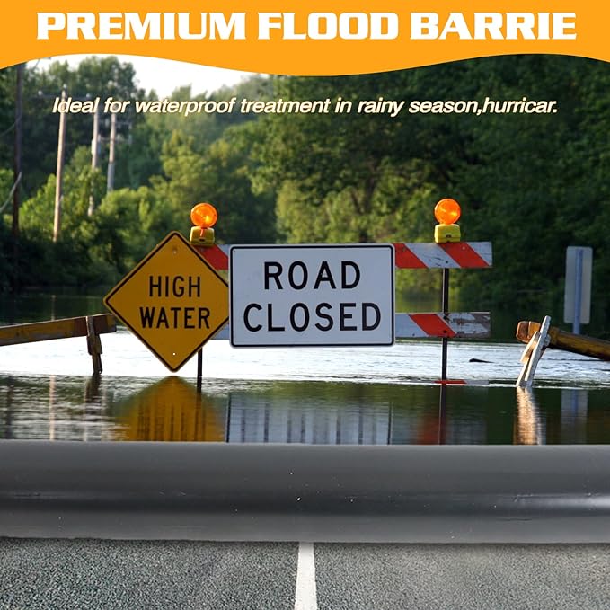 6 Pack PVC Flood Barriers Bags, 72 x 14 Inch Inflatable Flood Barriers for Home Water Barrier Bag Reusable Flood Prevention Barriers Sandbag Alternative for Home Outdoor Flood