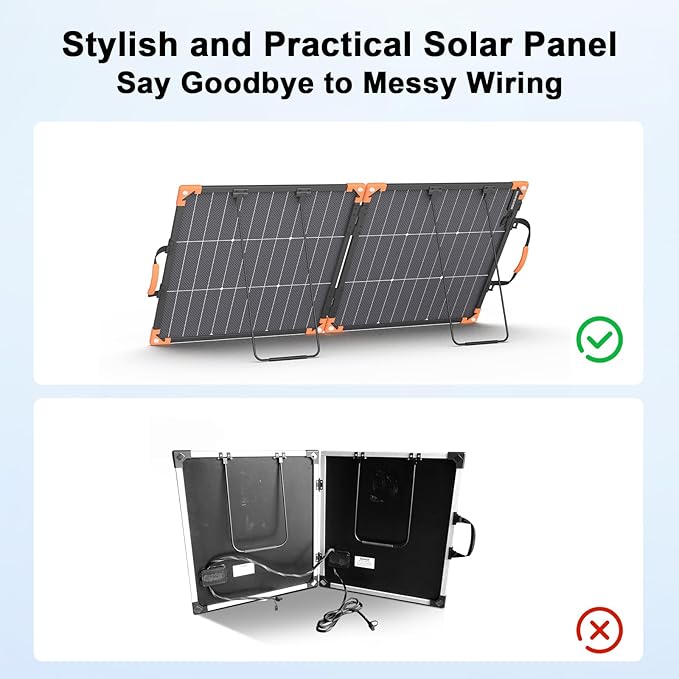100 Watt Bifacial Portable Solar Panel for Power Station, 20V Foldable Solar Charger with IP68 Waterproof, 23.5% High Efficiency with 2 Reinforced Kickstands for Camping RV Off-Grid Blackouts