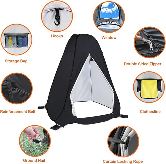 anngrowy Shower Privacy Tent, 7FT Extra Large Pop Up Toilet Tent, Portable Outdoor Bathroom Shower Enclosure, Privacy Shelter for Changing Camping Hiking Beach Dressing, Fishing, UPF50+