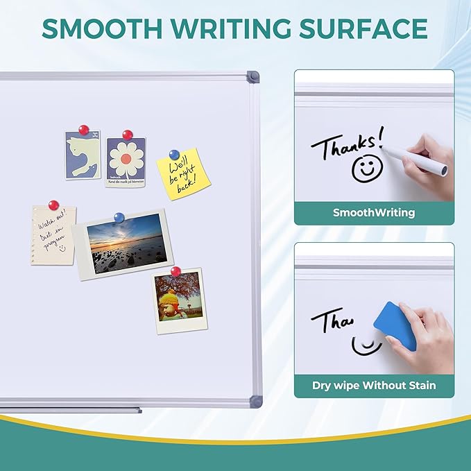 60 x 48 Inch Magnetic Whiteboard (5 x 4 Ft) - Modern Aesthetic Dry Erase Board for Home Office Decor, Creative Studio & Video Background - Anti-Ghosting Surface with Pen Tray