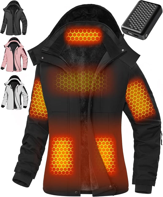 Wulcea Graphene Heated Jacket For Women 12V 18400mAh Fast Charge With Large Capacity