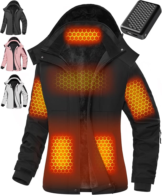 Wulcea Graphene Heated Jacket For Women 12V 18400mAh Fast Charge With Large Capacity