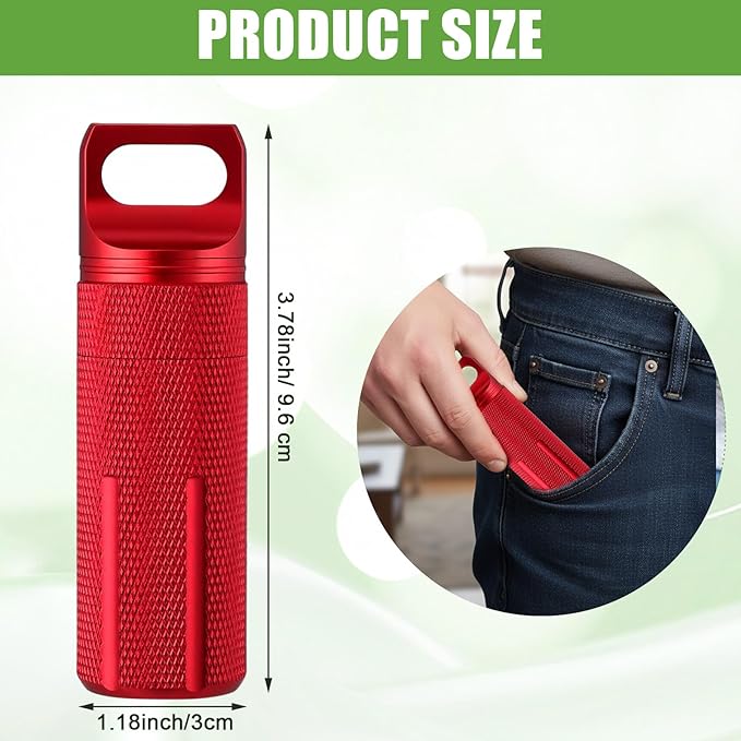 Patelai 4 Pcs Portable Keychain Pill Holder Pill Organizer Travel Waterproof Match Container Aluminum Airtight Keychain Container Travel Size Storage Supplements Holder for Outdoor Camping(Ordinary)