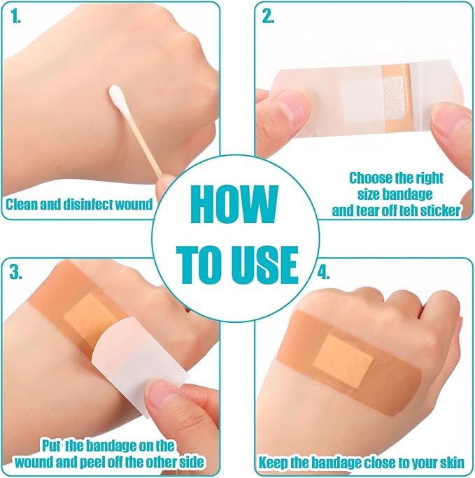 Lounsweer 720 Pcs Assorted Size Bandage Variety Flexible Fabric Adhesive Breathable Round Strip Butterfly Bandage for Waterproof Fingertip Wound Care Face Knee Scrape First Aid Kit Refill(Round)