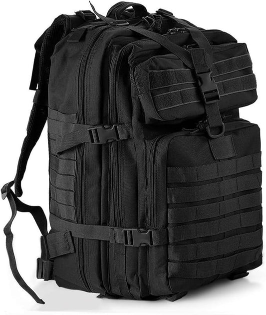 aiGear Tactical Backpack for Men, 45L Military Backpack, 3-Day Bug Out Bag for Camping Hiking Hunting with Molle System Army Daypack (45L Black)