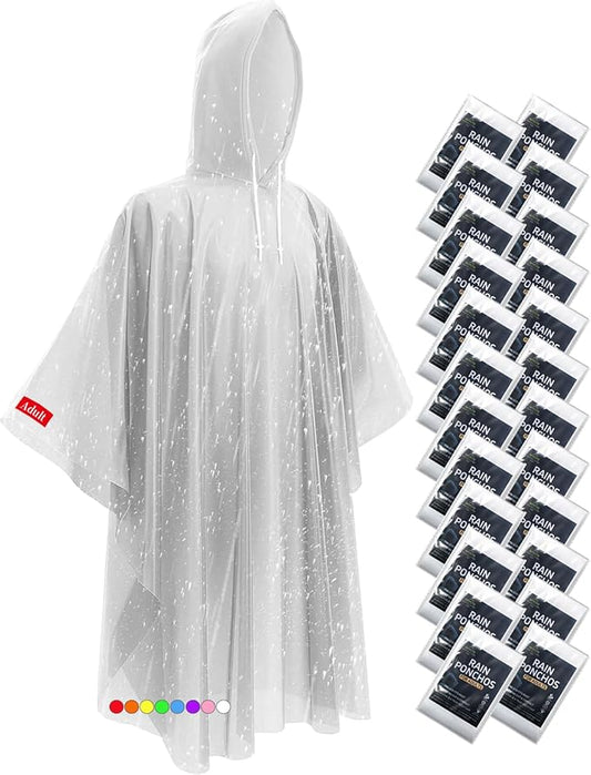 Hitituto Rain Ponchos for Adults - Extra Long Emergency Poncho with Hood, 6/12/24 Family Pack Raincoat, Home Survival Kits
