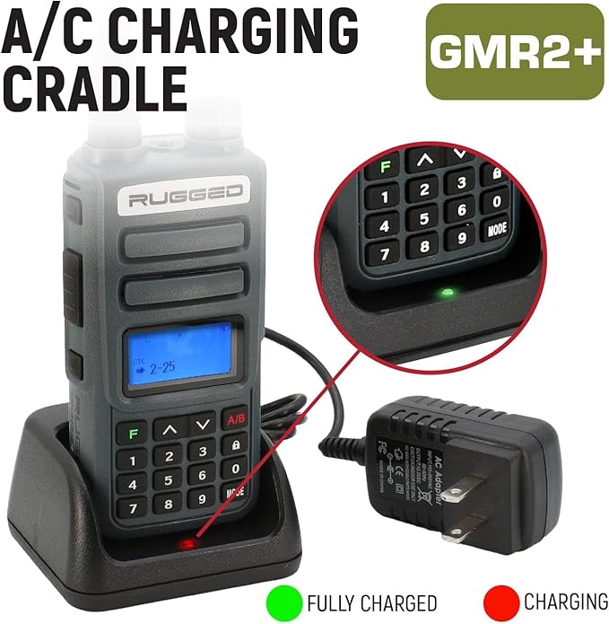 Rugged Radios 2 Pack GMR2 Plus GMRS Handheld Two Way Radio Grey 2 Watt Long Range Walkie Talkie for Hiking Off Roading Events Warehouse Communication