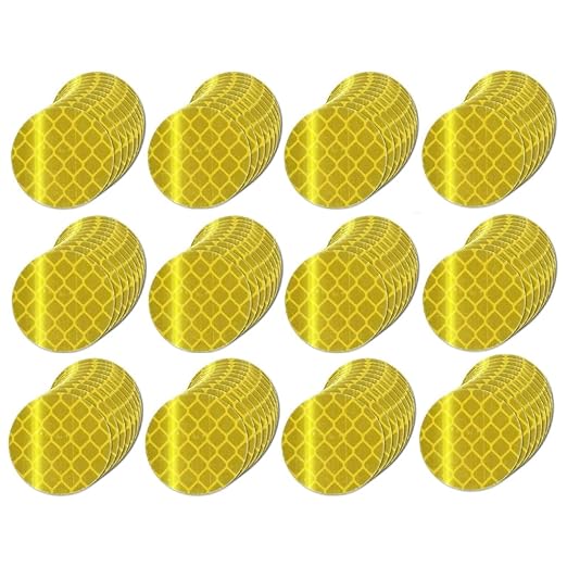 Yellow Reflective Stickers 1-inch Diameter Round Reflector, Outdoor Waterproof High Visibility Warning Adhesive Tape (120 Pcs)