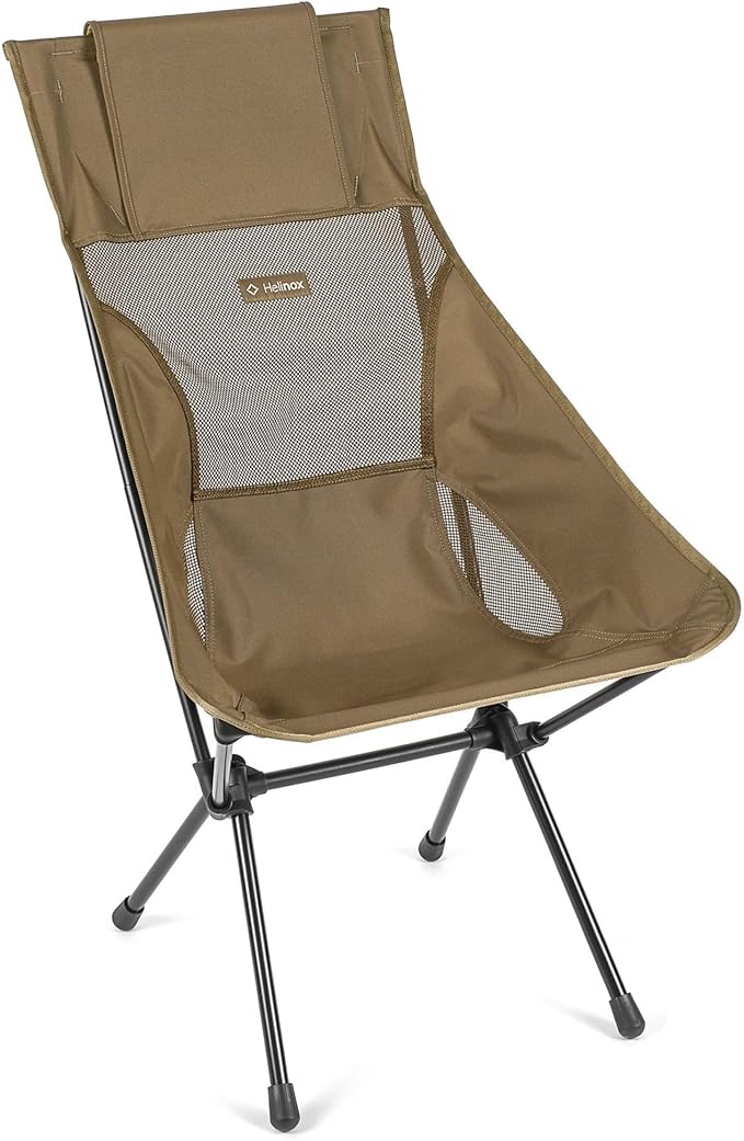 Helinox Sunset Chair Lightweight High-Back Collapsible Camping Chair Coyote tan, 3.4Ibs Outdoor Chairs, Picnic Chair, Portable Camping Chair, with Side Pockets