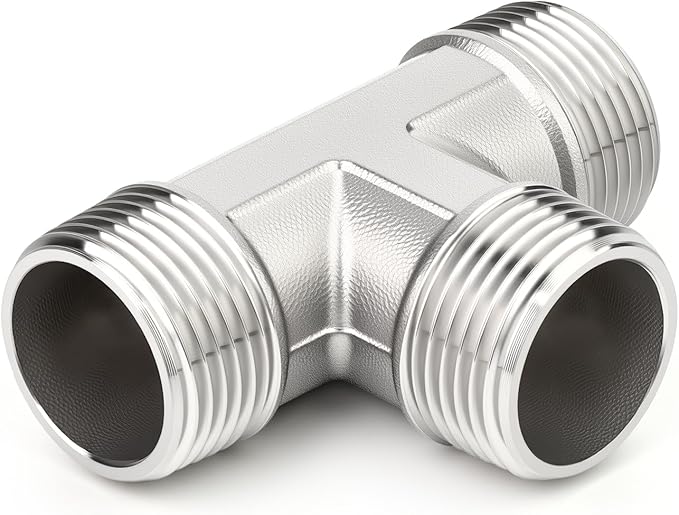 TAISHER 2PCS 304 Stainless Steel Tee Pipe Fittings, 3/8" x 3/8" x 3/8" NPT Male Pipe Fittings