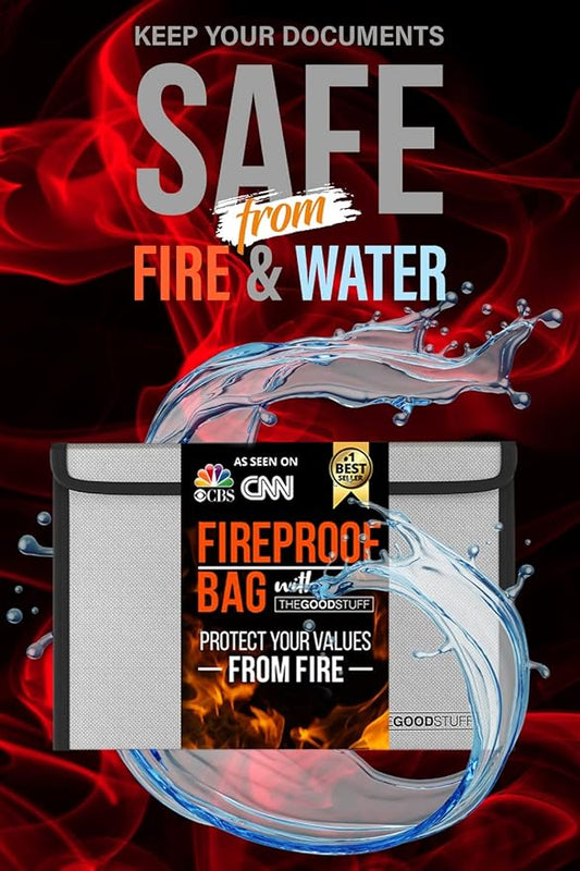 Fireproof Document Bag Envelope Size: 8" x 5" [2000°F UL Certified] Fireproof Cash Bags with Zipper Small Water and Fire Resistant Money Bag for Cash Storage, Fireproof Bags for Cash Fire Proof
