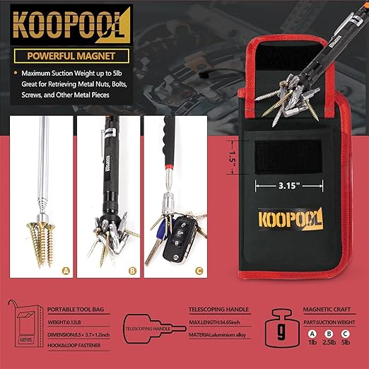 Telescoping Magnetic Pickup Tool Set, Inspection Mirror Telescoping, LED Flashlight, Cool Gadgets for Men, Stocking Stuffers, Gifts for Dad, Husband, Kids, Boyfriend, Magnet Stick