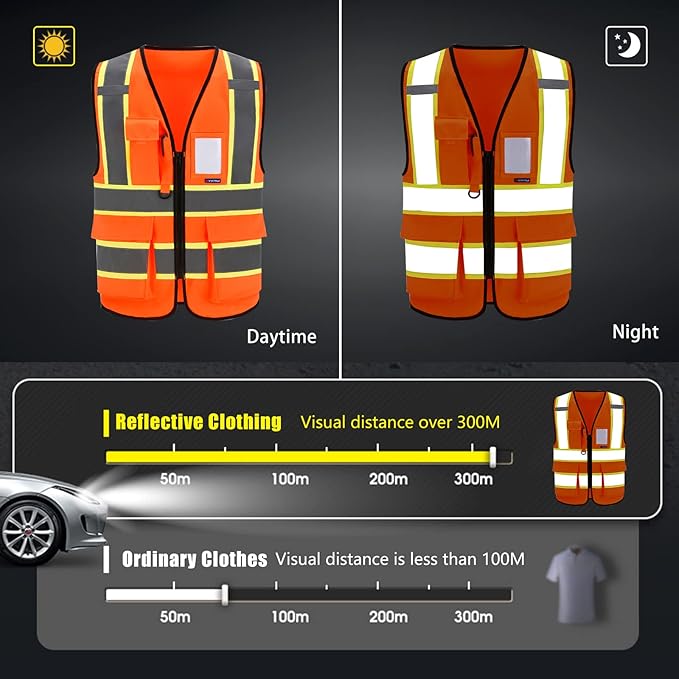 AYKRM Custom Logo Personalised Printed High Visibility Reflective 2 two tone work construction Safety Vest