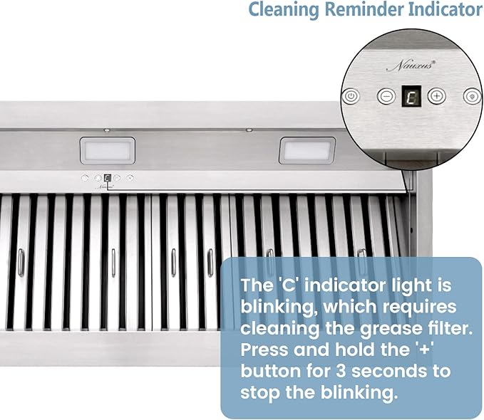 Akicon Range Hood Insert 48 Inch, 1200 CFM Built-in Kitchen Hood with 4 Speeds, Ultra-Quiet Stainless Steel Ducted Vent Hood Insert with Dimmable LED Lights and Dishwasher Safe Filters (Warm White)