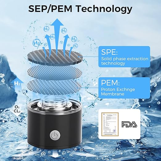 2025 New Hydrogen Water Bottle, 15OZ Hydrogen Water Generator Bottles 3000PPB in 3 Min with SPE & PEM Technology Portable Rechargeable Hydrogen Rich Glass Health Care Gifts for Family, Friends, Travel